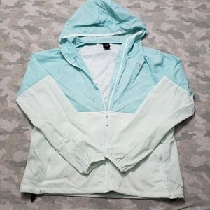 Reel Life Jacket Windbreaker Womens XL Blue Full Zip Hooded Nylon Fishing